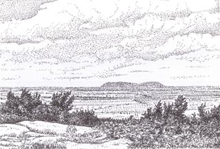 Dessin du paysage de la Montérégie par Bruno Gadrat architecte paysagiste